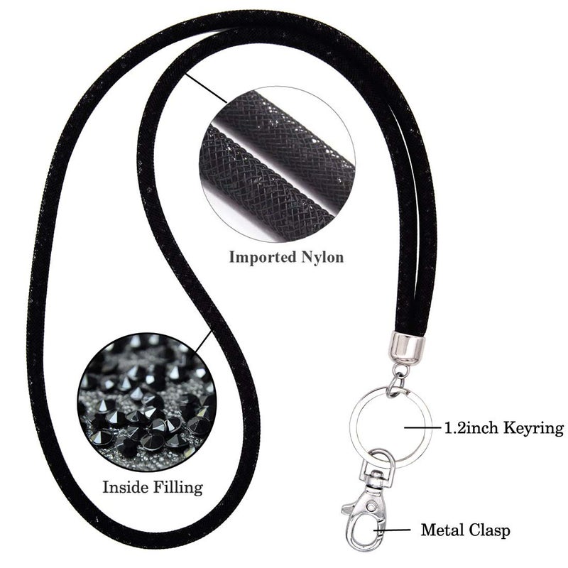 Ascrafter Bling Crystal Lanyard Strap with Metal Clasp & Keyring, Rhinestone Neck Badge Lanyards for Women, ID Card & Keys Strap - 3 Pack - Image 3